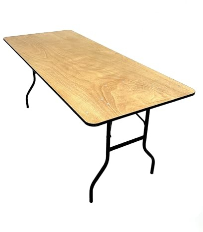 BE Furniture Varnished Wooden Trestle Table - 6' x 2'6'' Banquet Table