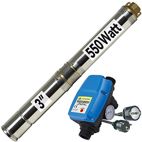 3 Zoll - Brunnenpumpe Tiefbrunnenpumpe 550 & Durchflusswächter 5-2 Automatic-Controller Tauchdruckpumpe Rohrpumpe Gartenpumpe Brunnen-Star Die Energie-Spar Brunnen bis ca. 25m Tiefe
