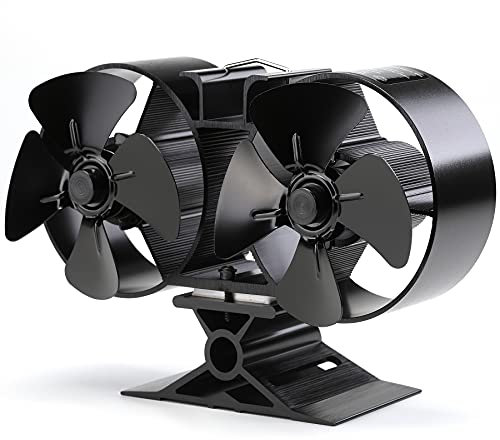CRSURE Ofenventilator mit 8 Flügeln, wärmebetriebener Feuerventilator für Holzbrenner, Kamin, umweltfreundlich und effizient, mit Ofenthermometer für große Räume
