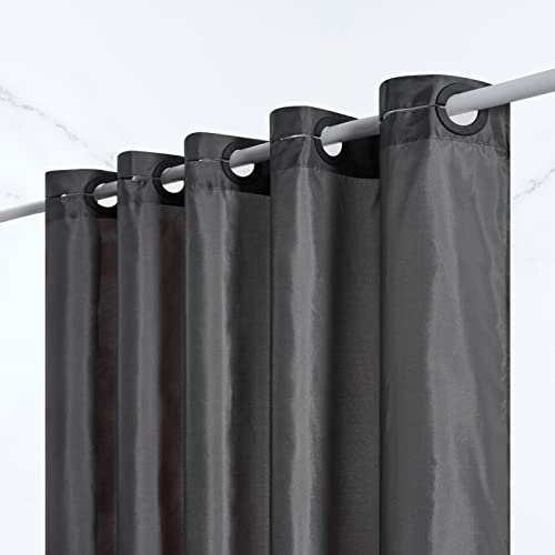 Furlinic Duschvorhang 120 x 200, Schmale Textile Badvorhänge aus Stoff für Dusche und Badewanne, Wasserdicht Schimmelresistent und Waschbar, Dunkelgrau mit Groß Ösen.