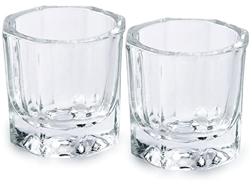 Bulex 2 Pack Dappen Dish Cups for Nail Art Acrylic Liquid - Clear Glass Nail Monomer Liquid Bowl Dampen Dish Acrylic Powder Holder, Acrylic Glass Jar for Nails