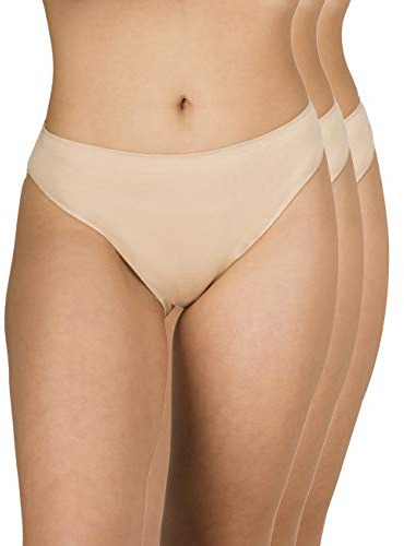 A.A UNDERWEAR - Mutande Donna in Morbido Cotone e Modal - Slip Tai - Vita Alta - Confezione da 3 Pezzi Beige. 3XL