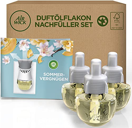 Air Wick Duftölflakon Vorteilspack - Nachfüller Set Sommervergnügen – Life Scents – Duft nach frischen Blüten, Melone & Vanille – 3x19ml Duftöl Set