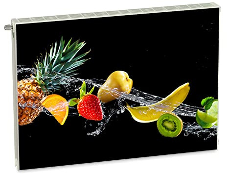 Magnet Heizkörperverkleidung Heizkörperabdeckung Schwarz Obst 80x60 cm Heizung Abdeckung Verkleidung Magnetische Abdeckmatte Kühlschrank aus Einem Flexiblen Magneten Digitaler Aufdruck