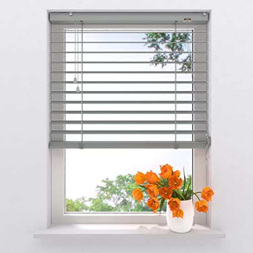 Radeco® Aluminium Jalousie 200 x 180 cm Matt Grau 50mm Lamellen, Größen von 60 bis 240 cm, Aluminium Jalousie für Fenster innen