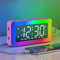 AFEXOA Digitaler elektronischer Wecker mit 2 Weckern, Spiegel LED mit 8 Lichtmodi, Snooze, Schlafhilfe, Timer, mit kontinuierlichem Dimmer, USB-Ladeanschluss für Mädchen (Pink)