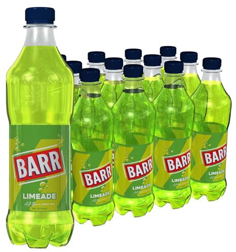 BARR since 1875, 12 Pack Zingy Limeade, Zero No Sugar Lime Flavoured Fizzy Drink Fizzingly Fun - 12 x 500ml Bottles