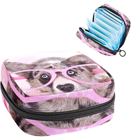 Welsh Corgi Dog Pink, Perioden-Tasche, tragbar, Tampon-Aufbewahrungstasche, Tampon-Halter für Geldbörse, femininer Produkt-Organizer, Mehrfarbig, 4.7x6.6x6.6 in/12x17x17 cm