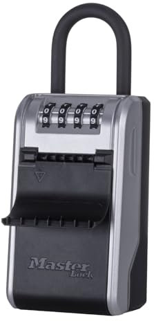 Master Lock Schlüsseltresor mit neuem innovativen Design, Bügel, großem Fassungsvermögen, hoher Sicherheit, Aussen, 19.6 x 7.6 x 5.6 cm, Schlüsselsafe