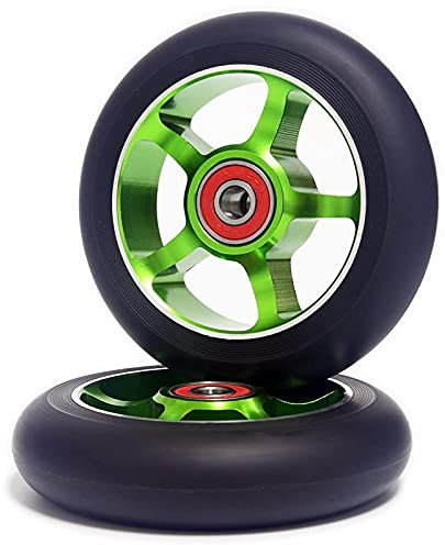Wanjorlay 2 StüCk 100Mm Aluminium Roller mit Lagern, GrüN, für Scooter