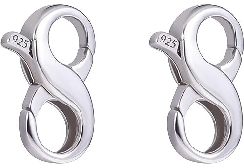 2 Stück Lobster Clasp, 925 Silber Karabiner Verschlüsse, Karabinerverschluss, Schmuckverschluss, Doppelte Hummer Verschluss, Kettenverschluss Silber für Halskette Armband Ketten Schmuckherstellung