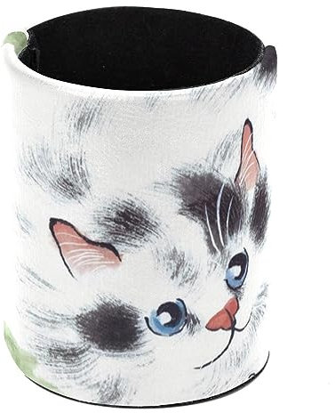 Eslifey Stiftehalter, runder Stifthalter für Schreibtisch, Zeichnung Katze Stifteköcher Stiftebecher Make-up Pinsel Halter Ständer Display Schreibtisch Schreibwaren Organizer für Home Office Schule
