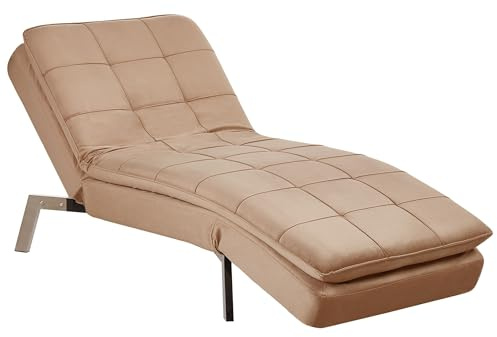 Beliani Moderne, verstellbare Chaiselongue in Braun Bezug aus Samtstoff Récamiere Loiret