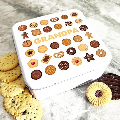 Square Cookies Assortment Grandpa Personalised Biscuit Tin Personalised Gift | Custom Gift | Personalized Tin | Cake, Biscuit & Treat Tins | Gift For Her | Gift For Him