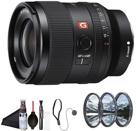 Sony FE 35mm F1.4 GM Wide-Angle Prime Lens (SEL35F14GM) – Full-Frame E-Mount | Bright F1.4 Aperture | G Master Optics | Filter Kit, Cap Keeper, Cleaning Kit, and More