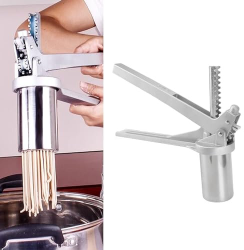 Fabricante de Fideos, Máquina Prensadora de Fideos Manual de Acero Inoxidable con 7 Moldes para Fideos, Máquina Casera Manual para Hacer Pasta, Lasaña Spaghetti Tagliatelle Maker
