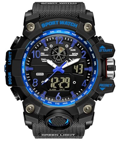 findtime Militär Uhr Herren Armbanduhr Digital Sport Blau Grün Schwarz Herrenuhr Digitaluhr Chronograph Herren 5 ATM Wasserdicht Military Watch Tactical Outdoor Stoppuhr Wecker Sportuhr Männer Jungen