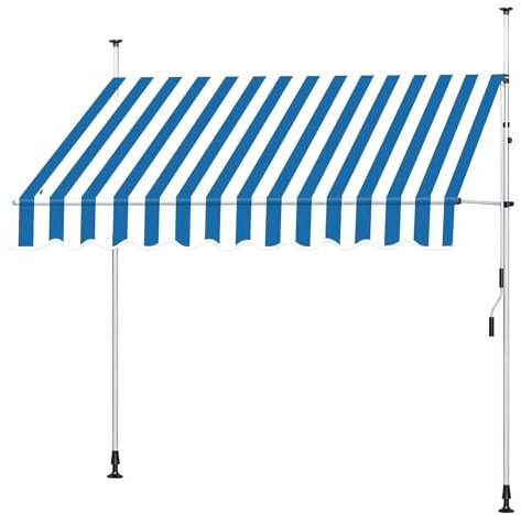 Klemmmarkise 200/250/300/350/400cm breit, Balkon Markise ohne Bohren, Höhenverstellbare Markise mit Handkurbel, Sonnenschutz Markise for Terrasse Balkon Veranda(Color:Blue,Size:200x180cm/78.7x70.8in)