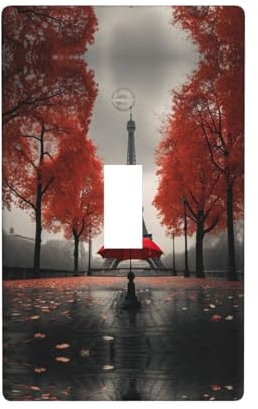 Eiffelturm mit rotem Regenschirm-Druck, Lichtschalter-Abdeckung, Dekor, Einzel-Kippschalterabdeckung für Küche, Schlafzimmer, Wandplatte