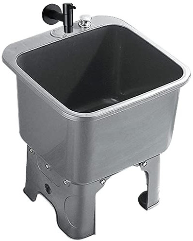 Freestanding Floor Mop Sink with Faucet, Slop Sink for Washing Room, Basement, Shop, Laundry Tub/Black, Grey