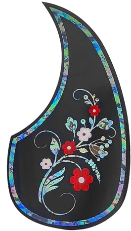 Musiin Folk acoustic guitar pickguard, strumming and anti-scratch, classic floral drop-shaped pickguard, suitable for 41'' guitar (black)