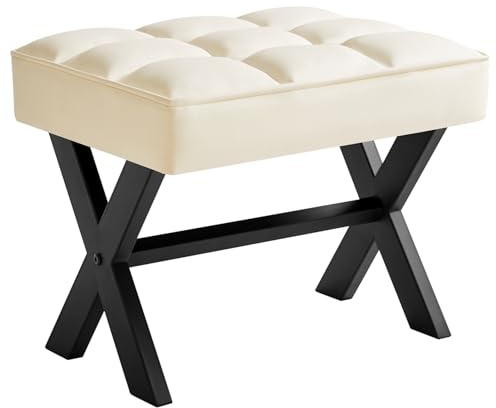 IBUYKE Small 12 H Footrest, Square PU Step Stool, White WBD012W