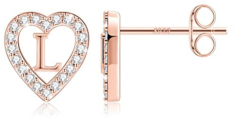 TINGN Buchstaben Ohrstecker Ohrringe Mädchen - 14 Karat Vergoldet Ohrstecker Herz Ohrringe für Kinder Ohrsteckers Damen Nickelfreie Ohrringes Stecker mit Zirkonia Geschenke für Mädchen Frauen Schmuck