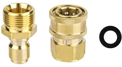 NQEUEPN 2pcs Adaptateur pour Nettoyeur Haute Pression, M22 15mm à 9,5mm Kit de Déconnexion Rapide Coupleur pour Nettoyeur Haute Pression pour Pistolet de Nettoyeur Haute Pression Tuyau, 5 000 PSI