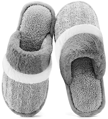 GOEWY Pantuflas para Mujer Invierno - Zapatillas de Casa Abrigadas con Diseño de Color Contraste, Suela Antideslizante de Espuma Viscoelástica - Ideal para Mujeres, Mamá o Novia