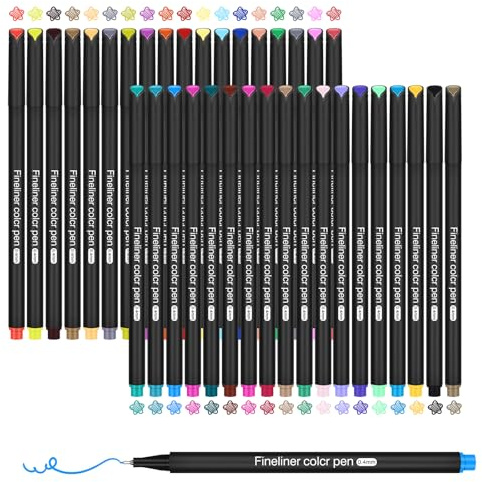 CHARSOCO-Set mit feinen Spitzen, ausgestattet mit 0,4-mm-Präzisionsspitzen, 36 Farben professioneller Filzstifte, ideal für Erwachsene: Architekturzeichnungen, Handschrift, Notizen und Illustrationen