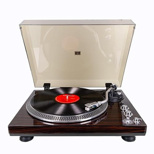 Record Player Vintage Turntable for Vinyl Records,Belt-Driven Turntable,Pre Ampufier,33 Or 45 RPM,RCA Line Lp Vinyl Players for Sound,Aluminium Platter,Red