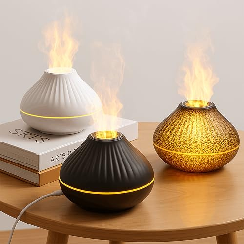 ALMA® Raumduft Diffuser Flammeneffekt - LED-Licht + Ultrafeine Nebelausgabe - Duftöl Diffuser/Ätherische Öle Luftbefeuchter 130 ml - Leise <25 dB - Ideal für Schlafzimmer/Büro/Yoga - 6 Std Betrieb
