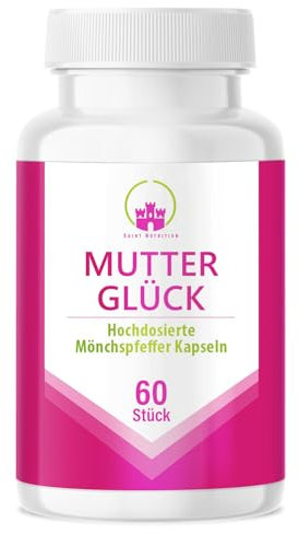 Saint Nutrition® Mutterglück – Schwanger werden - Agnus Castus 5:1 für Kinderwunsch - Nahrungsergänzungsmittel Frauen - Mönchspfeffer hochdosiert - Frei von künstlichen Zusätzen - 60 Kapseln