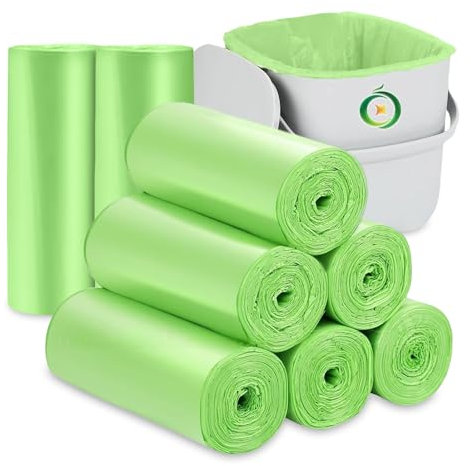 flintronic 160 Stück Biologisch Müllbeutel, Abbaubar Maisstärke Material, 10Liter Bio Müllbeutel, Küchen Lebensmittel Abfallbeutel für Küche, Büro, Wohnzimmer (45 * 50cm, Grün)