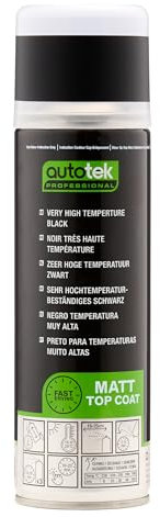 Autotek Peinture en aérosol Noir Métallisé Très Haute Température Professional, Peinture haute température ultra résistante pour surfaces métalliques, 300ml