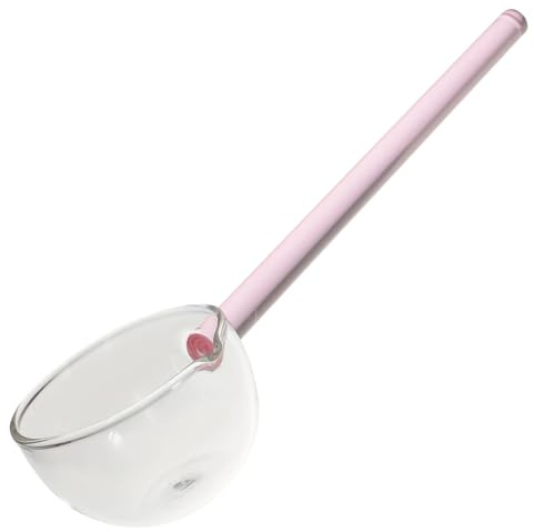 Veemoon Langer Glaslöffel Aus Hitzebeständigem Material Eleganter Transparenter Kaffeelöffel Für Desserts Und Soßen Rosé Für Küche Restaurant Und Catering