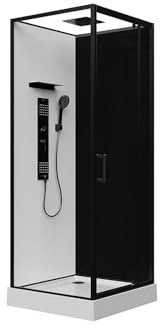 Vente-unique - Cabine de douche hydromassante - Installation réversible - L80 x l80 x H215 cm - FOMIRA