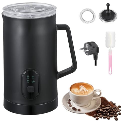 LIROPAU Espumador de Leche Eléctrico 4 en 1, 350ML Espumador Automático con Revestimiento Antiadherente, Espuma Fría y Caliente y Calentador de Leche para Capuchinos, Macchiato y Latte