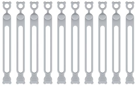 BYYLECL Bridas de silicona, correas de cable reutilizables, bridas de cable para auriculares, teléfono, cargador, computadora, color gris