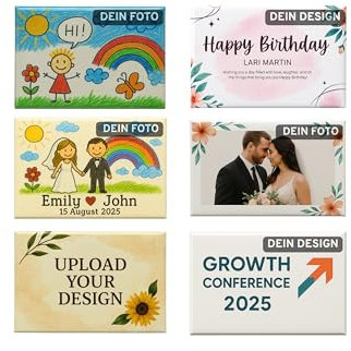 6er Set personalisierte Fotomagnete (Kühlschrankmagnete) oder Ansteckbuttons mit Nadel (78x53 mm) – mit eigenem Foto selbst gestalten - Geschenkbox inklusive – Made in DE (Foto-Magnet (Kühlschrank))