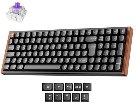 Keychron K4 HE 96% Wireless RGB Hall Effect Keyboard - Gateron Magnetic Linear Switches, Rapid Trigger, QMK Bluetooth 5.2 & 2.4GHz, Aluminium & Rosewood Frame (Black) for Mac/Windows/Linux - UK Layout