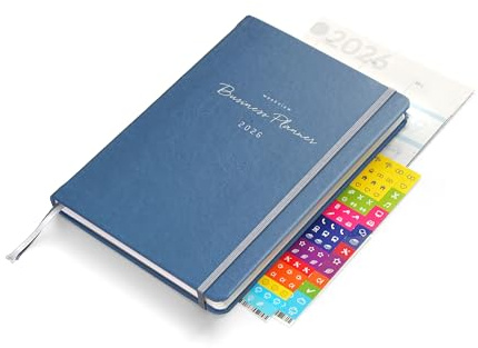 weekview Business Planner A5+ 2026 – Erfolgsplaner mit Wochenplanung, Quartalsplanung, Zielsystem und Projektmanagement (Blue, Classic)