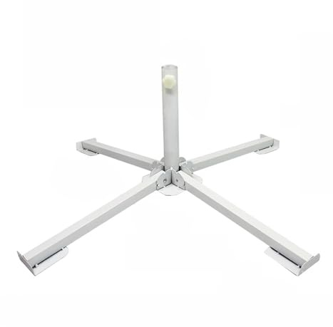 Portable Folding Umbrella Stand for Outdoor Use Patio Beach Sunshade & Parasol Base Holder Lightweight White Color - Ideal for All Weather Conditions
