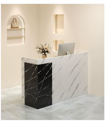 Scrivania per reception con cassetto chiudibile a chiave, vassoio per tastiera e passacavi, bancone per ufficio, vendita al dettaglio, salone, 100 cm, mobili moderni per ricevimenti