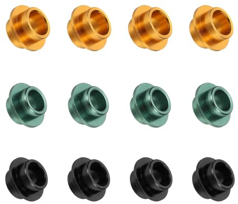 YELARXI Inline Skate Bearing Bushing Spacers, Skate Axles Shaft Spacers Roller Bushing Gasket Wheel Center Bearing Fitting for (Skating/Skateboard) 8mm & 12 Pcs & Aluminum & 3 Colors-Set 5