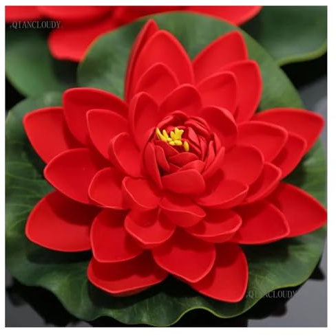 MDSIOKHJ Künstliche Lotusblume Künstliche ROTE Lotusblätter, Seerosen, künstliche Teiche, schwimmende Blumen, Pool-Hausgartenpflanzen, Hochzeit Für Gartenteich, Aquarium, Dekoration(B12)