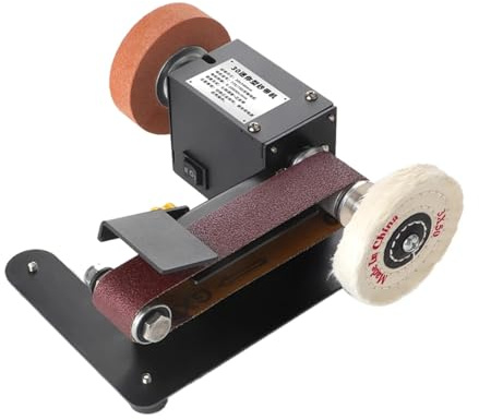 Mini levigatrice a nastro da 250 W, smerigliatrice da banco elettrica, levigatrice, smerigliatrice, affilatrice e lucidatrice a 7 velocità, for la lavorazione del legno