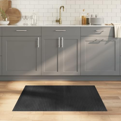 Tonture Rektangulär bambumatta, grå, 80 x 100 cm, halkfri golvbeläggning för vardagsrum, matsal och sovrum dekoration, slitstark områdesmatta för inomhusbruk