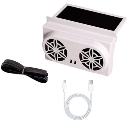 Tidevib Solar-Powered Car Window Fan for Sustainable Cooling and Fresh Air with Dual Power Source and USB Connectivity for Most Cars