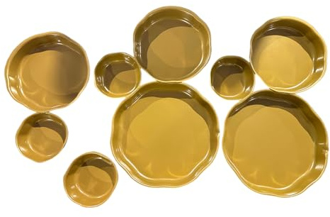 Cluster-Serviertablett | Cluster-Schalen für die Unterhaltung | 9-teilige runde Servierschüssel-Cluster | Gold 9 Cluster dekorative Schalen | Servierplatte für Snacks Vorspeisen für Esszimmerpartys
